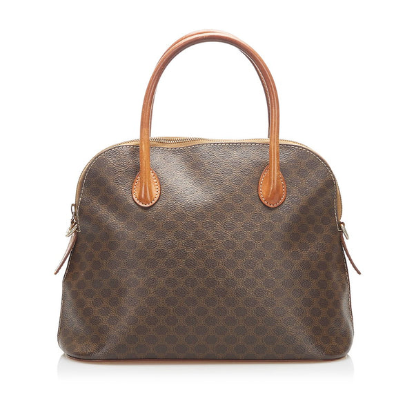 セリーヌ マカダム ブラウン PVC レザー ハンドバッグ レディース CELINE 中古