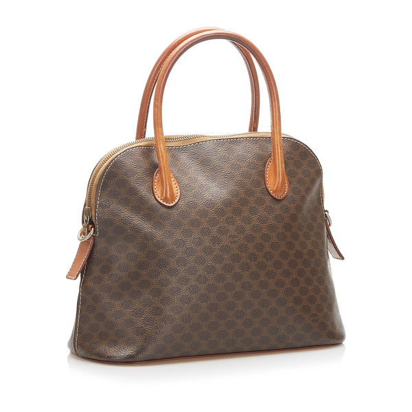 セリーヌ マカダム ブラウン PVC レザー ハンドバッグ レディース CELINE 中古