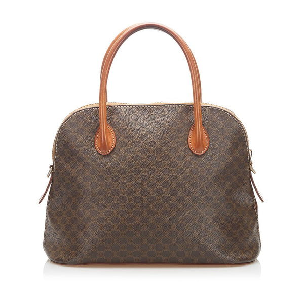 セリーヌ マカダム ブラウン PVC レザー ハンドバッグ レディース CELINE 中古