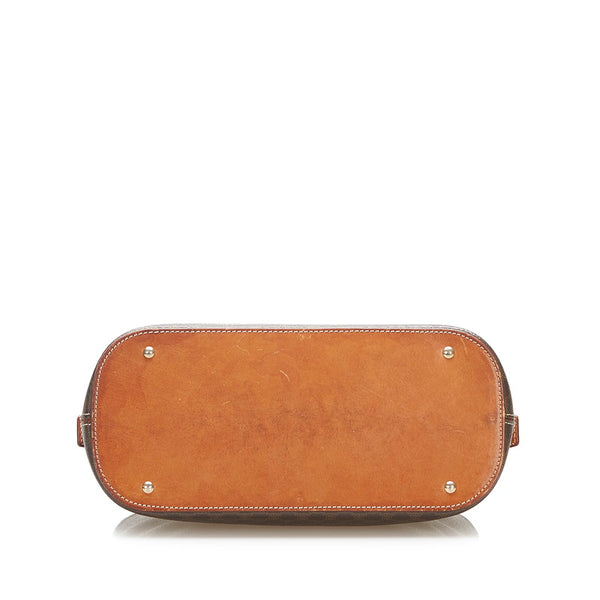 セリーヌ マカダム ブラウン PVC レザー ハンドバッグ レディース CELINE 中古