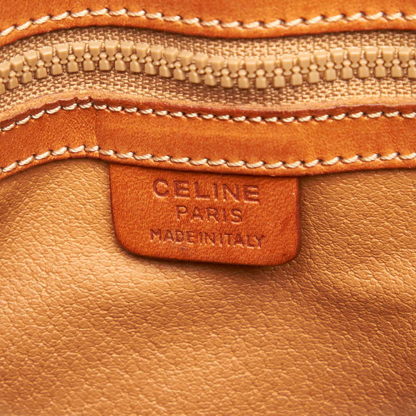 セリーヌ マカダム ブラウン PVC レザー ハンドバッグ レディース CELINE 中古