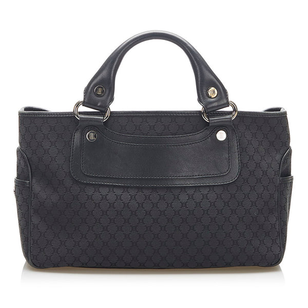 セリーヌ マカダム ブラック キャンバス ハンドバッグ レディース CELINE 中古