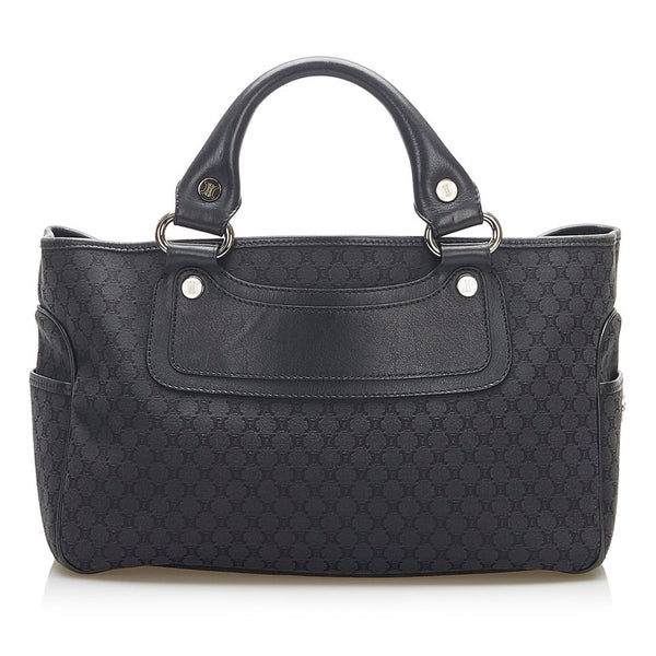 セリーヌ マカダム ブラック キャンバス ハンドバッグ レディース CELINE 中古
