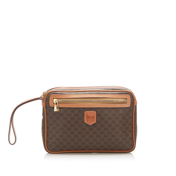 セリーヌ マカダム ブラウン PVC レザー セカンドバッグ レディース CELINE 中古