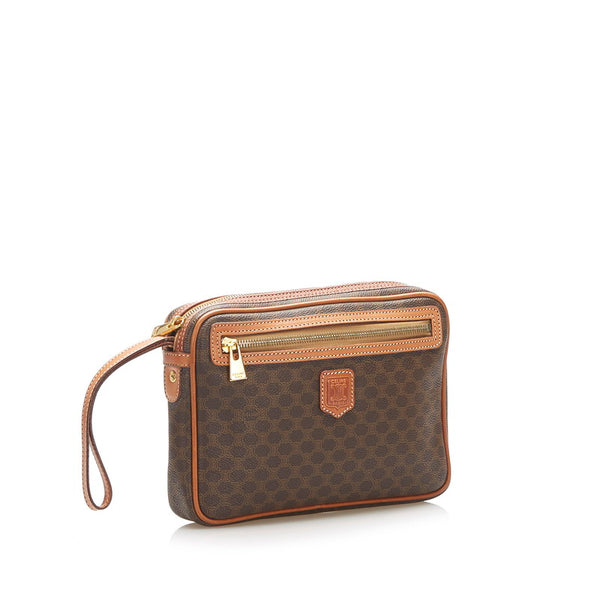 セリーヌ マカダム ブラウン PVC レザー セカンドバッグ レディース CELINE 中古