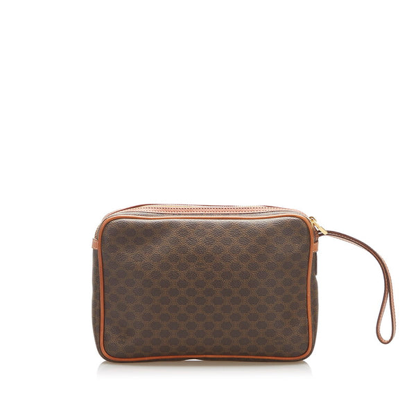 セリーヌ マカダム ブラウン PVC レザー セカンドバッグ レディース CELINE 中古