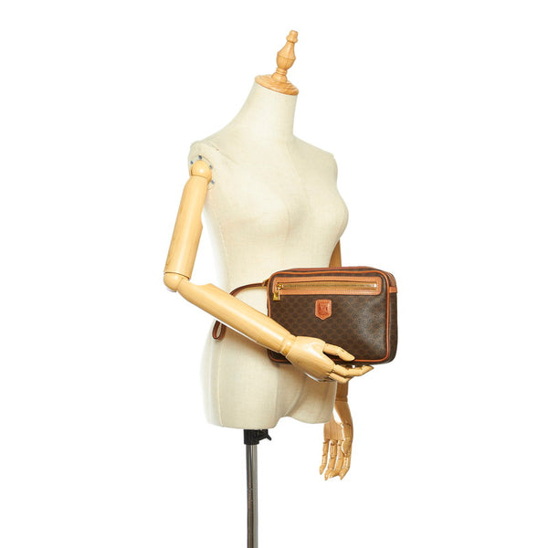 セリーヌ マカダム ブラウン PVC レザー セカンドバッグ レディース CELINE 中古