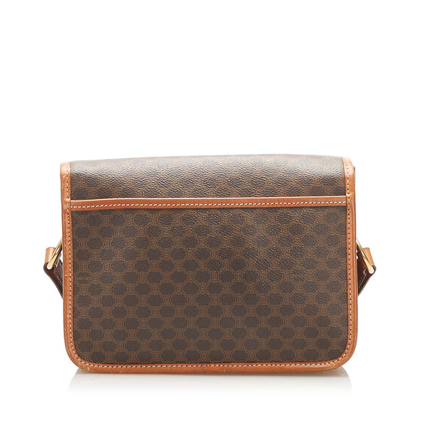 セリーヌ マカダム ブラウン PVC レザー ショルダーバッグ レディース CELINE 中古