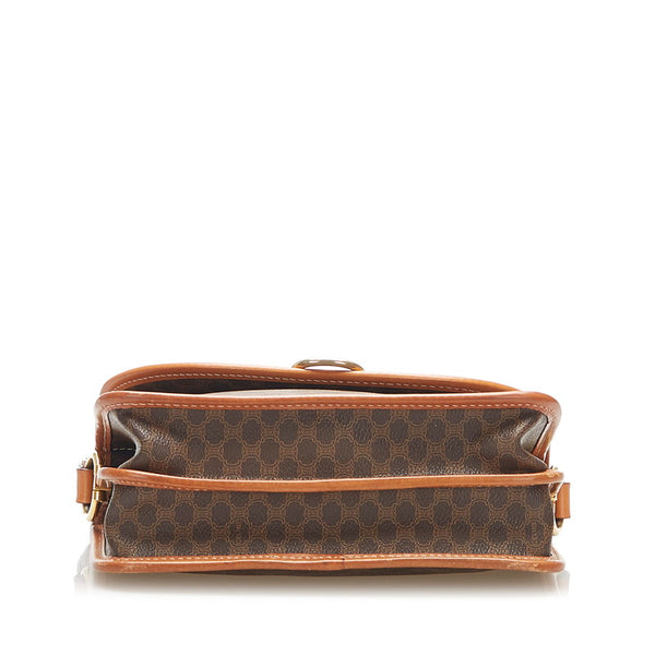 セリーヌ マカダム ブラウン PVC レザー ショルダーバッグ レディース CELINE 中古