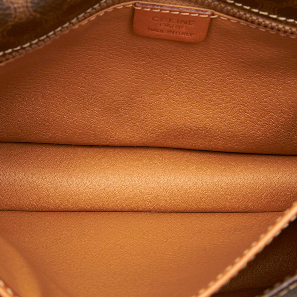 セリーヌ マカダム ブラウン PVC レザー ショルダーバッグ レディース CELINE 中古