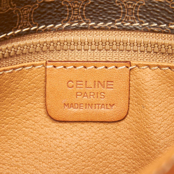セリーヌ マカダム ブラウン PVC レザー ショルダーバッグ レディース CELINE 中古