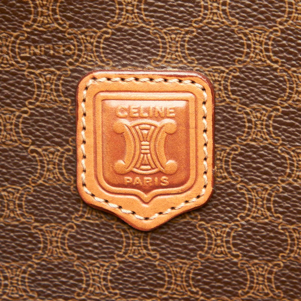 セリーヌ マカダム ブラウン PVC レザー トートバッグ レディース CELINE 中古
