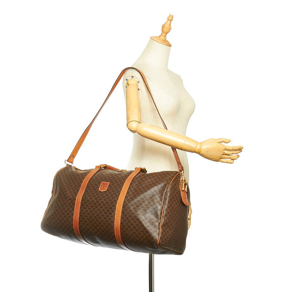 セリーヌ マカダム SL 4  ブラウン PVC レザー ボストンバッグ ショルダバッグ 2WAY レディース CELINE 中古
