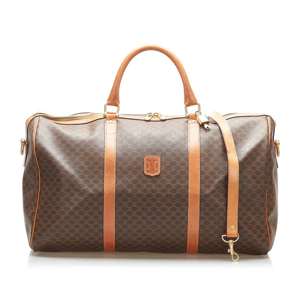 セリーヌ マカダム SL 4  ブラウン PVC レザー ボストンバッグ ショルダバッグ 2WAY レディース CELINE 中古