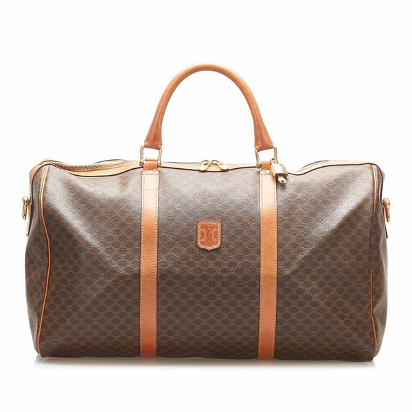 セリーヌ マカダム SL 4  ブラウン PVC レザー ボストンバッグ ショルダバッグ 2WAY レディース CELINE 中古