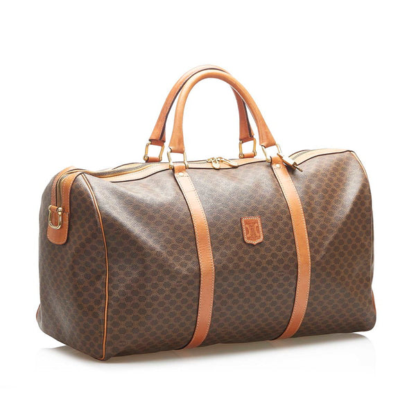 セリーヌ マカダム SL 4  ブラウン PVC レザー ボストンバッグ ショルダバッグ 2WAY レディース CELINE 中古