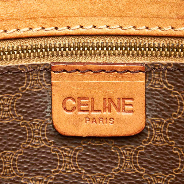 セリーヌ マカダム SL 4  ブラウン PVC レザー ボストンバッグ ショルダバッグ 2WAY レディース CELINE 中古