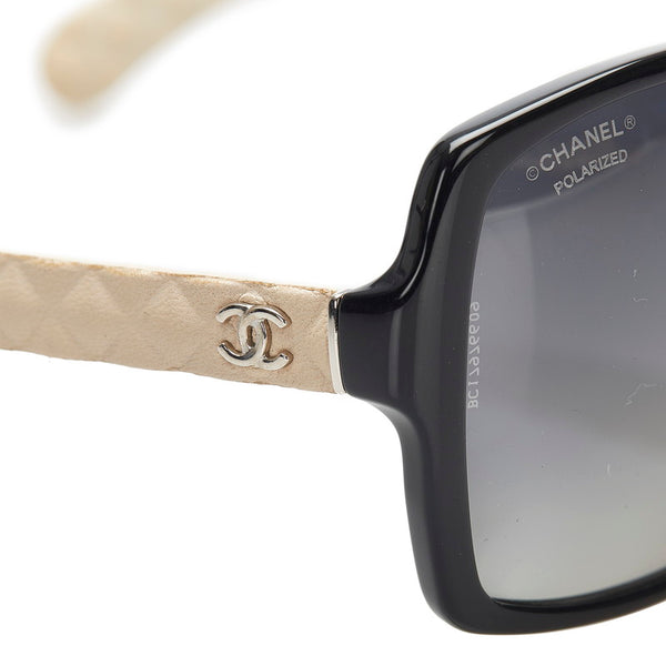 シャネル マトラッセ ココマーク 5289 ブラック ベージュ プラスチック サングラス レディース CHANEL 中古