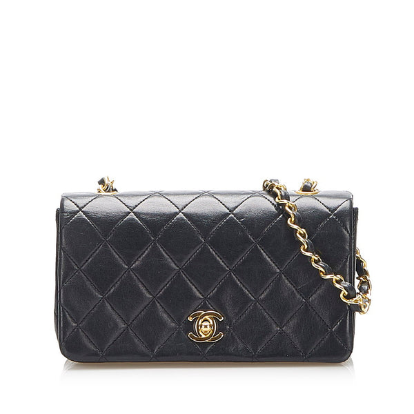 シャネル ミニ マトラッセ ブラック ラムスキン チェーン ショルダーバッグ レディース CHANEL 中古