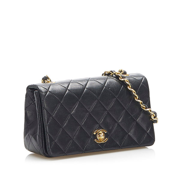 シャネル ミニ マトラッセ ブラック ラムスキン チェーン ショルダーバッグ レディース CHANEL 中古