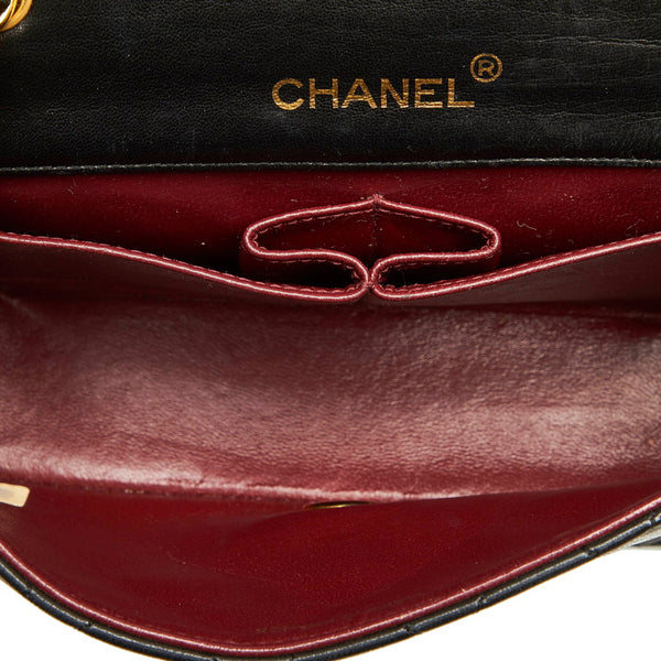 シャネル ミニ マトラッセ ブラック ラムスキン チェーン ショルダーバッグ レディース CHANEL 中古
