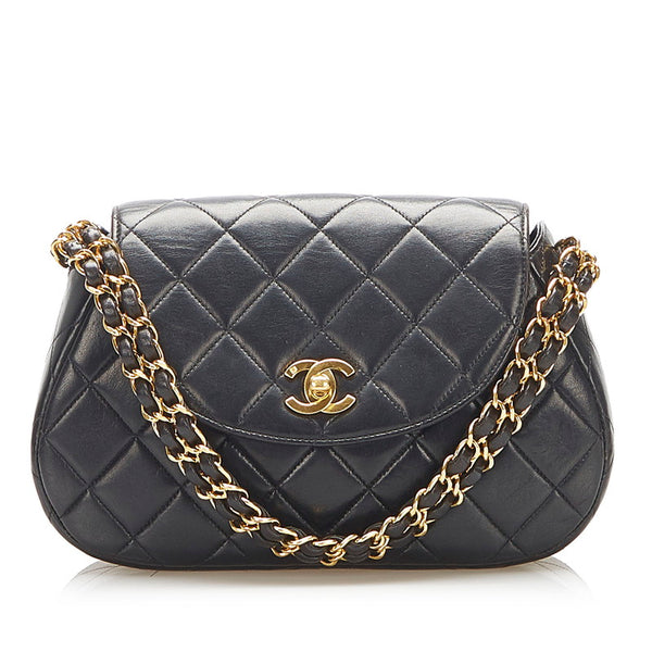 シャネル マトラッセ ブラック ラムスキン ショルダーバッグ レディース CHANEL 中古