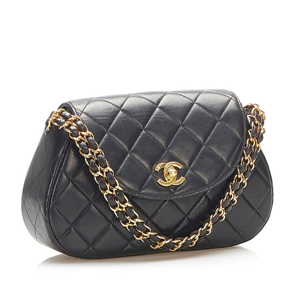 シャネル マトラッセ ブラック ラムスキン ショルダーバッグ レディース CHANEL 中古
