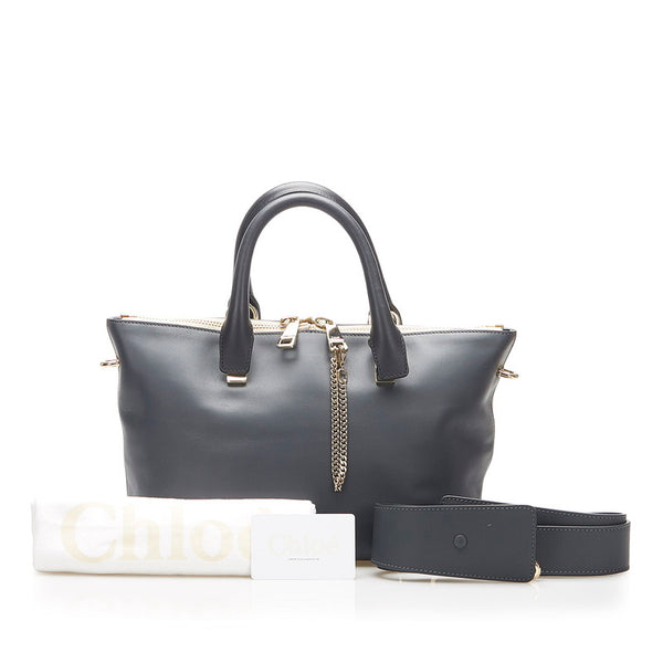 クロエ ブラック グレー レザー ハンドバッグ レディース Chloe 中古