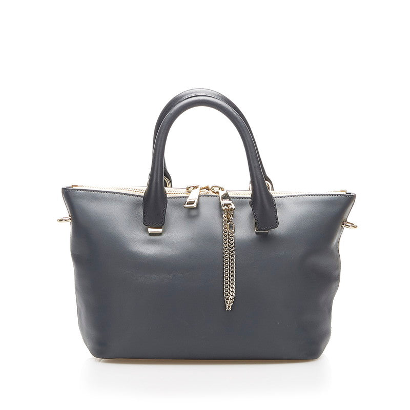 クロエ ブラック グレー レザー ハンドバッグ レディース Chloe 中古