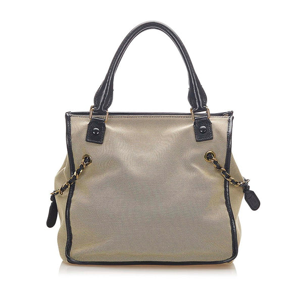 クロエ ベージュ ブラック キャンバス レザー ハンドバッグ レディース Chloe 中古