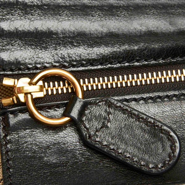 クロエ ベージュ ブラック キャンバス レザー ハンドバッグ レディース Chloe 中古