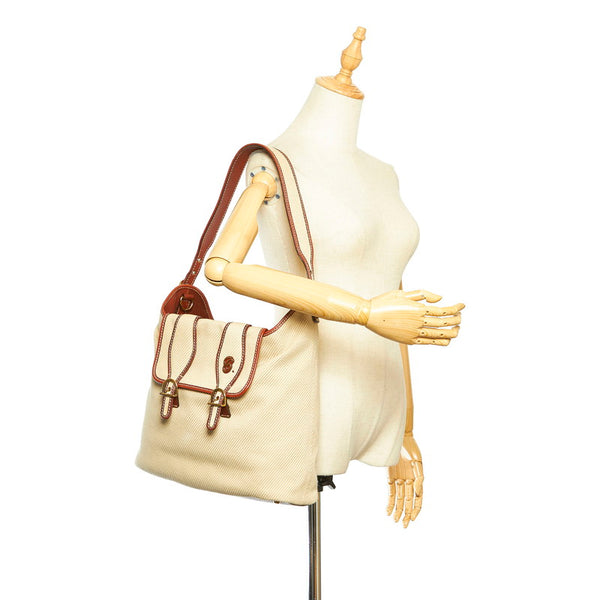 クロエ ベージュ ブラウン キャンバス レザー トートバッグ レディース Chloe 【中古】