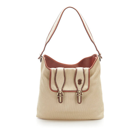 クロエ ベージュ ブラウン キャンバス レザー トートバッグ レディース Chloe 【中古】