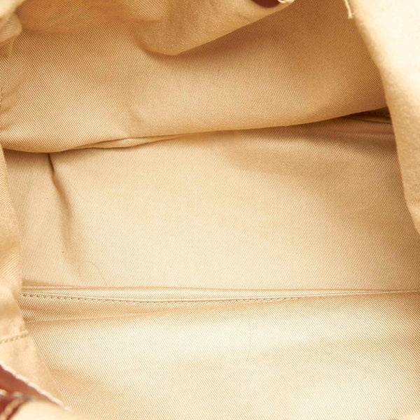 クロエ ベージュ ブラウン キャンバス レザー トートバッグ レディース Chloe 【中古】