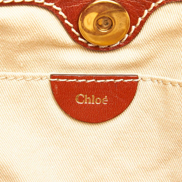クロエ ベージュ ブラウン キャンバス レザー トートバッグ レディース Chloe 【中古】
