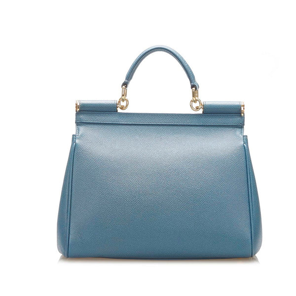 ドルチェアンドガッバーナ ブルー グリーン レザー ハンドバッグ ショルダーバッグ 2WAY レディース DOLCE&GABBANA 中古