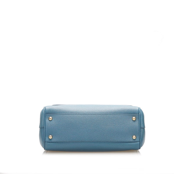 ドルチェアンドガッバーナ ブルー グリーン レザー ハンドバッグ ショルダーバッグ 2WAY レディース DOLCE&GABBANA 中古