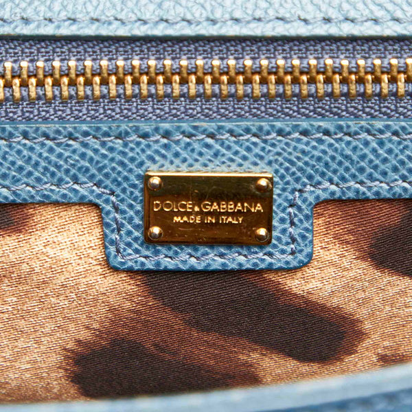 ドルチェアンドガッバーナ ブルー グリーン レザー ハンドバッグ ショルダーバッグ 2WAY レディース DOLCE&GABBANA 中古