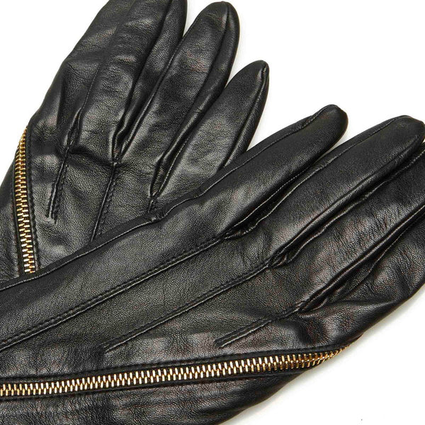 クリスチャンディオール Dロゴ ブラック レザー 手袋 レディース Christian Dior 中古