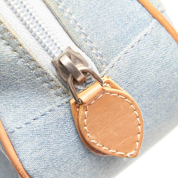 クリスチャンディオール ブルー ベージュ デニム レザー ハンドバッグ レディース Christian Dior 中古