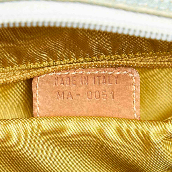 クリスチャンディオール ブルー ベージュ デニム レザー ハンドバッグ レディース Christian Dior 中古