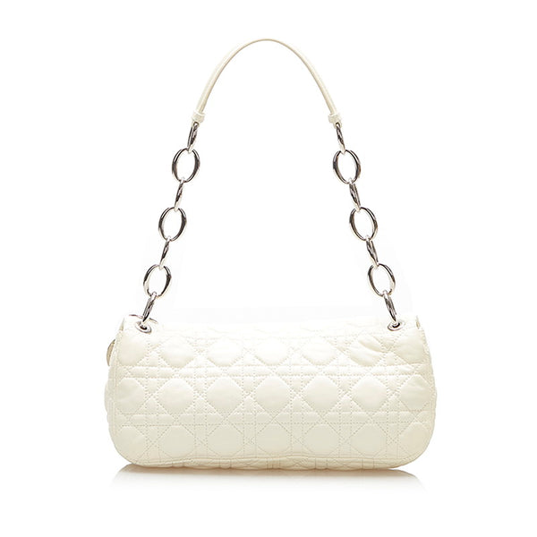 クリスチャンディオール カナージュ ホワイト レザー ショルダーバッグ レディース Christian Dior 中古