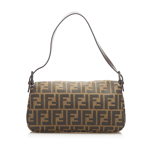 フェンディ マンマバケット ズッカ ブラウン キャンバス レザー 肩掛け ショルダーバッグ レディース FENDI 中古