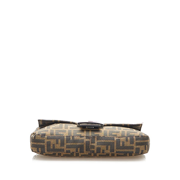 フェンディ マンマバケット ズッカ ブラウン キャンバス レザー 肩掛け ショルダーバッグ レディース FENDI 中古