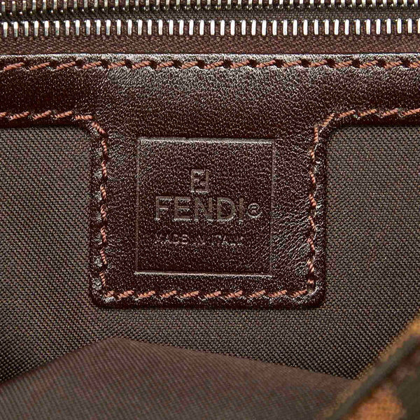フェンディ マンマバケット ズッカ ブラウン キャンバス レザー 肩掛け ショルダーバッグ レディース FENDI 中古