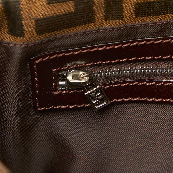 フェンディ マンマバケット ズッカ ブラウン キャンバス レザー 肩掛け ショルダーバッグ レディース FENDI 中古