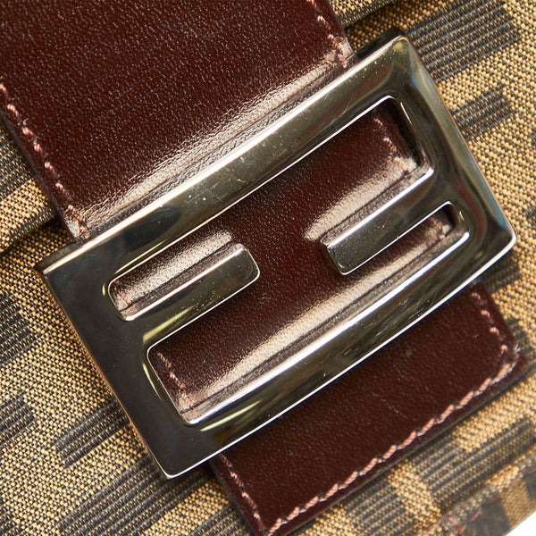 フェンディ マンマバケット ズッカ ブラウン キャンバス レザー 肩掛け ショルダーバッグ レディース FENDI 中古