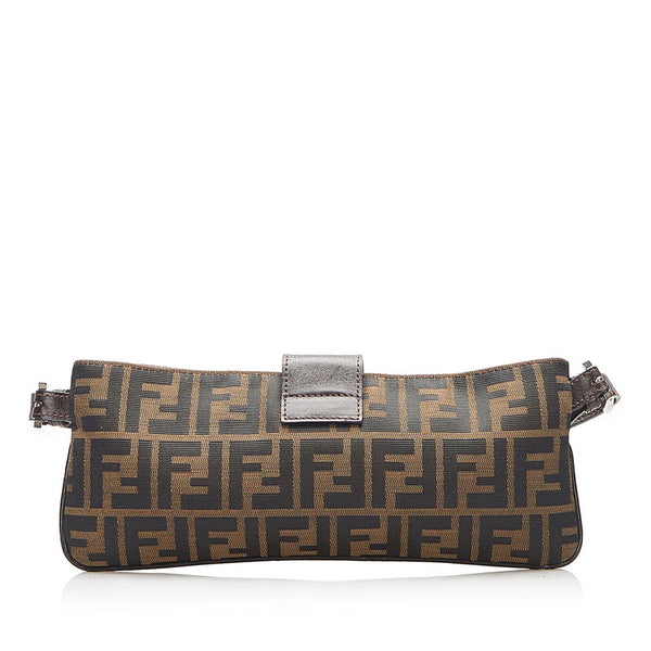 フェンディ ズッカ ブラウン キャンバス レザー ハンドバッグ レディース FENDI 中古