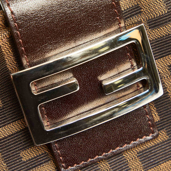 フェンディ ズッカ ブラウン キャンバス レザー ハンドバッグ レディース FENDI 中古