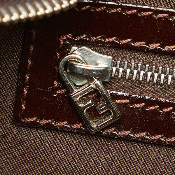 フェンディ ズッカ ブラウン キャンバス レザー ハンドバッグ レディース FENDI 中古